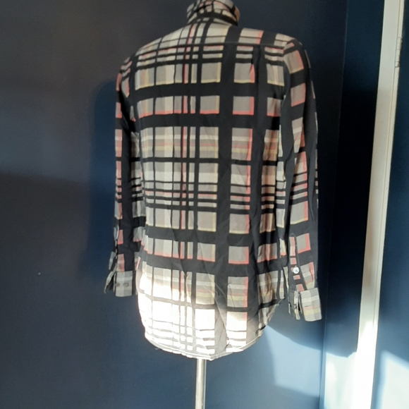 Silk plaid equipment button up xs shirt - Picture 2 of 5